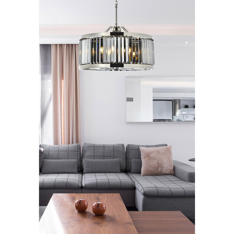 Elegant Urban Classic Chandelier - Polished Nickel/Silver, L 28" (1233D28PN-SS-RC)