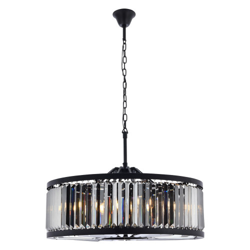 Elegant Urban Classic Chandelier - Matte Black/Silver, L 35.5" (1233D35MB-SS-RC)