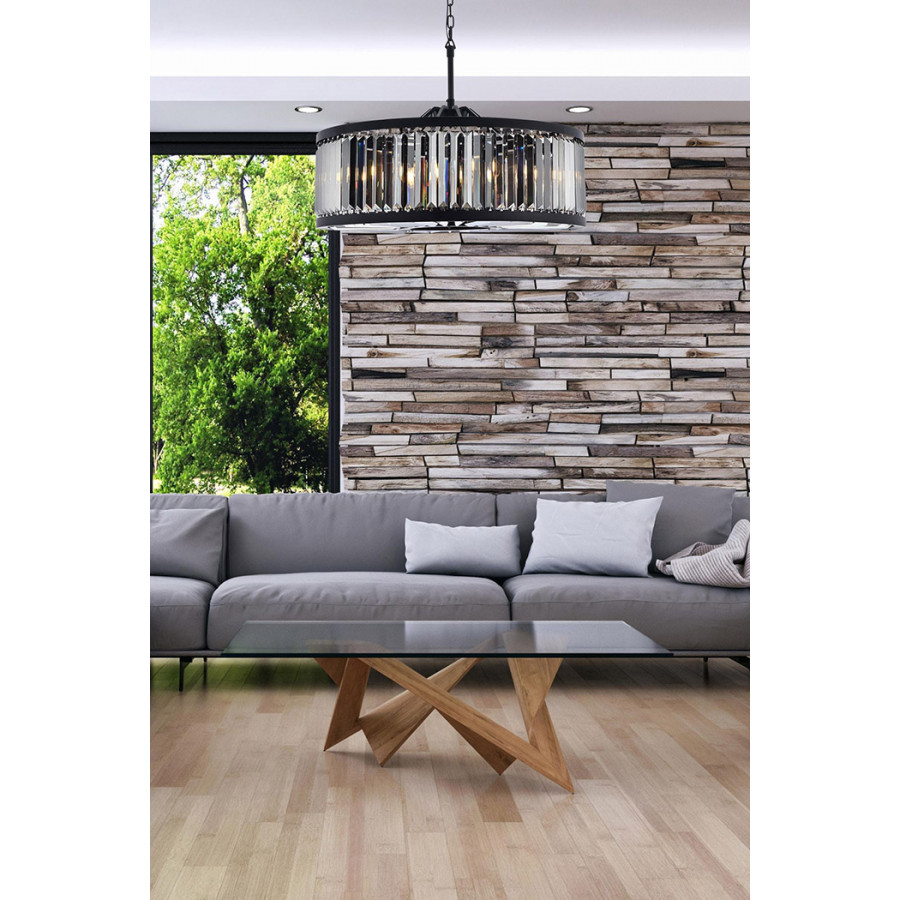 Elegant Urban Classic Chandelier - Matte Black/Silver, L 35.5" (1233D35MB-SS-RC)