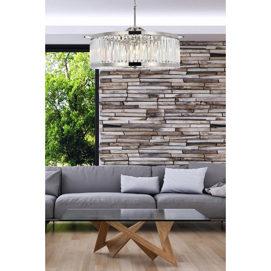 Elegant Urban Classic Chandelier - Polished Nickel, L 35.5" (1233D35PN-RC)