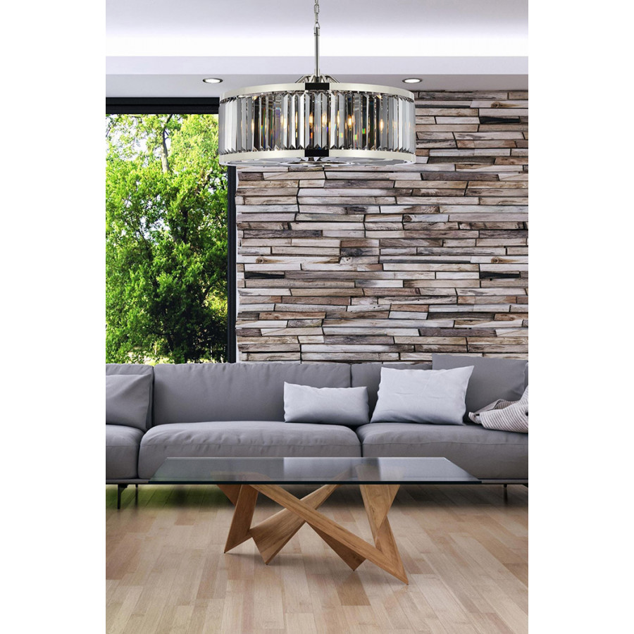 Elegant Urban Classic Chandelier - Polished Nickel/Silver, L 35.5" (1233D35PN-SS-RC)