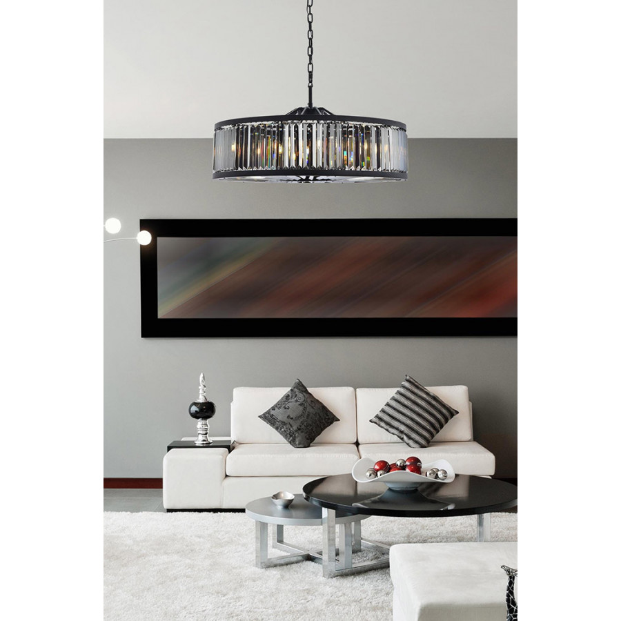 Elegant Urban Classic Chandelier - Matte Black/Silver, L 43.5" (1233G43MB-SS-RC)