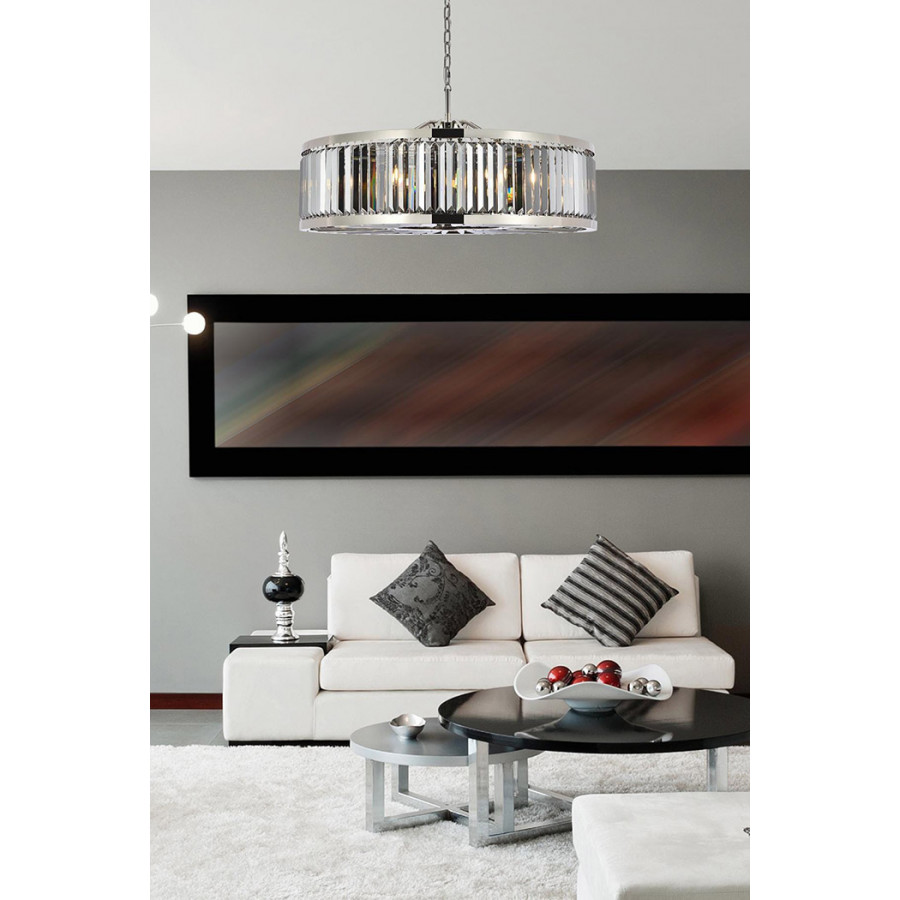 Elegant Urban Classic Chandelier - Polished Nickel/Silver, L 43.5" (1233G43PN-SS-RC)