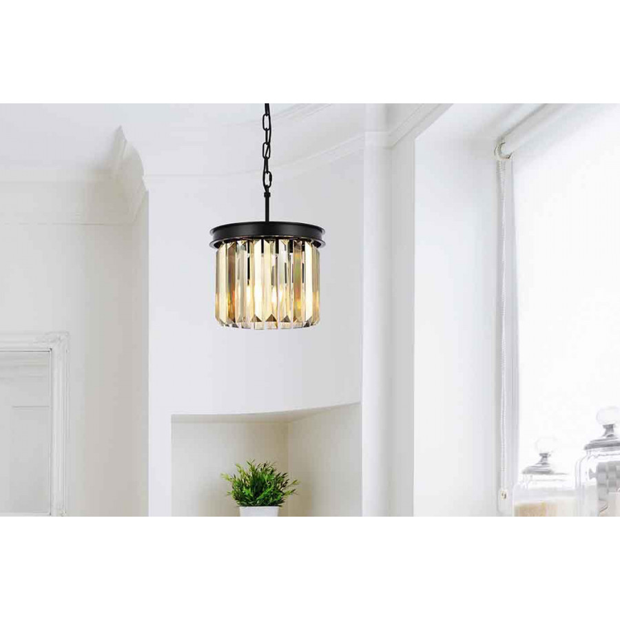 Elegant Urban Classic Pendant - Matte Black/Gold, L 12" (1238D12MB-GT-RC)