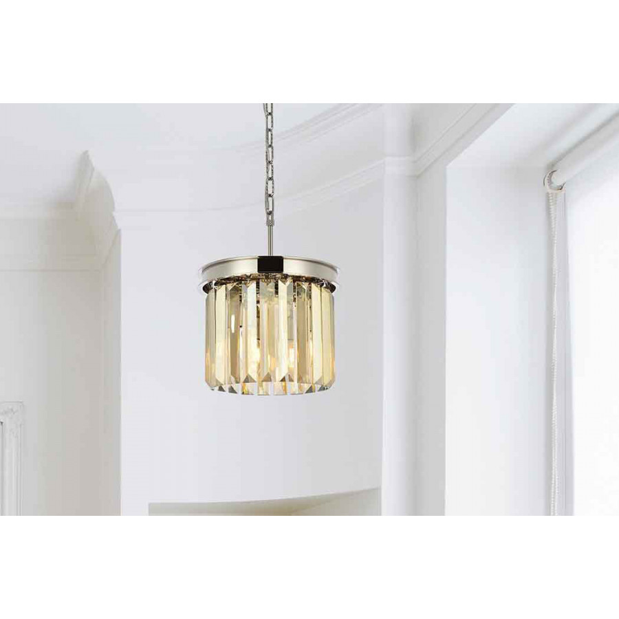 Elegant Urban Classic Pendant - Polished Nickel/Gold, L 12" (1238D12PN-GT-RC)
