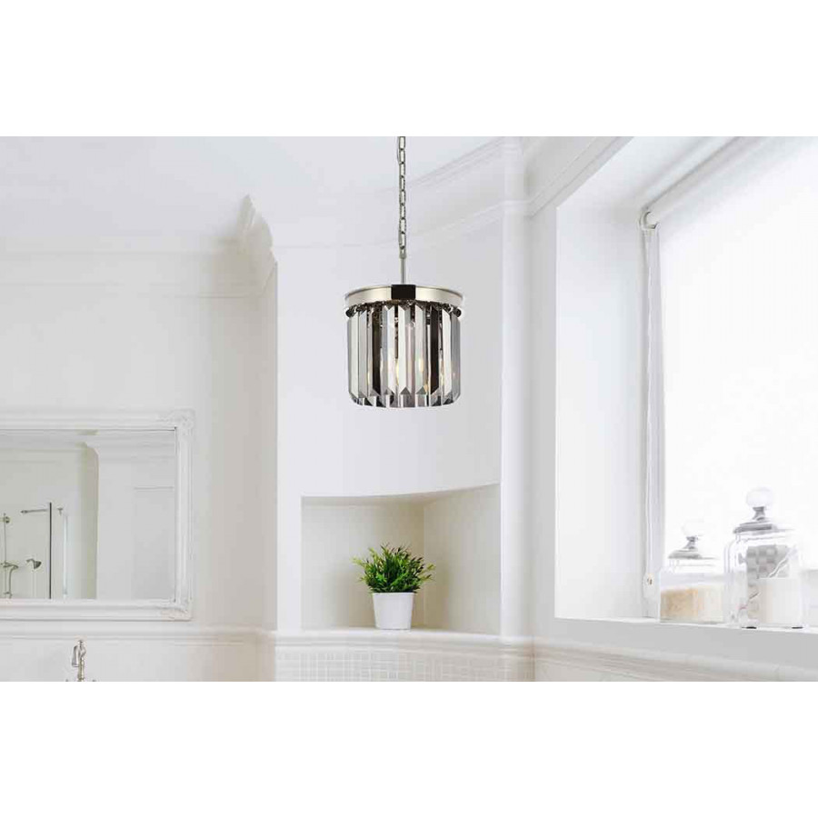 Elegant Urban Classic Pendant - Polished Nickel/Silver, L 12" (1238D12PN-SS-RC)