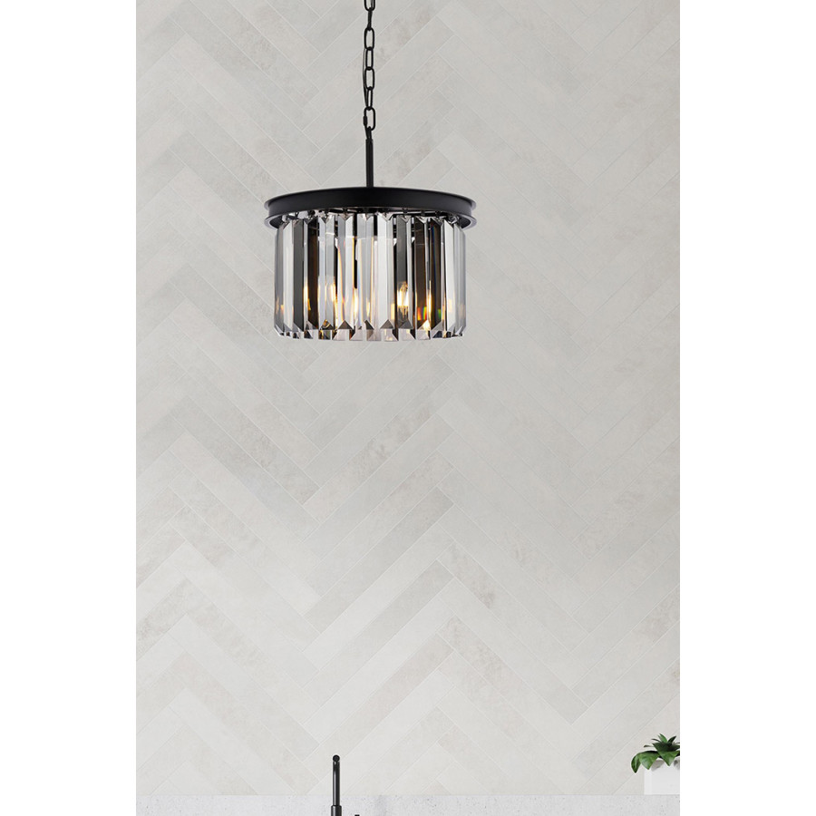 Elegant Urban Classic Pendant - Matte Black/Silver, L 16" (1238D16MB-SS-RC)