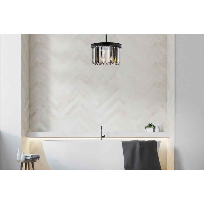 Elegant Urban Classic Pendant - Matte Black/Silver, L 16" (1238D16MB-SS-RC)
