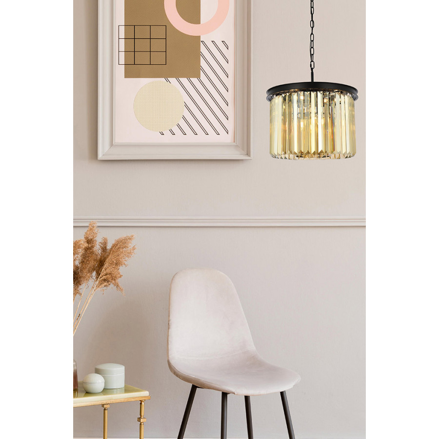Elegant Urban Classic Pendant - Matte Black/Gold, L 20" (1238D20MB-GT-RC)