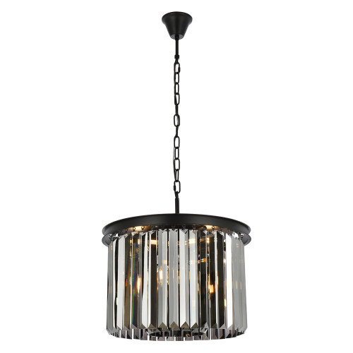 Elegant Urban Classic Pendant - Matte Black/Silver, L 20" (1238D20MB-SS-RC)