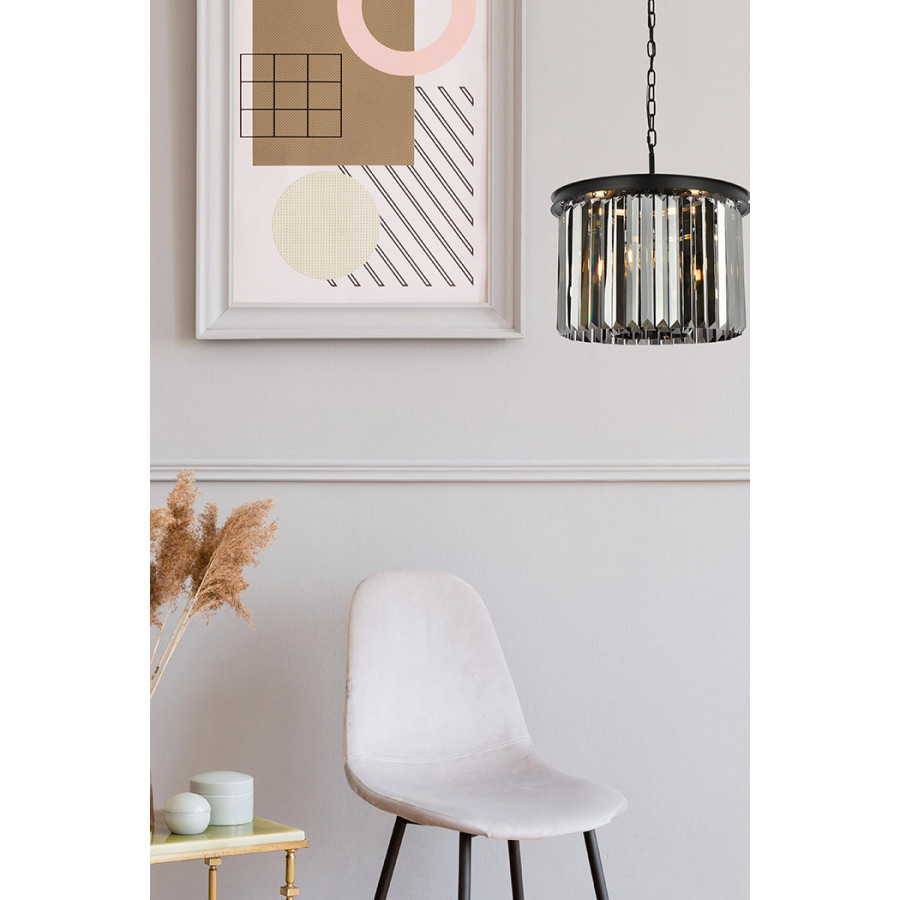 Elegant Urban Classic Pendant - Matte Black/Silver, L 20" (1238D20MB-SS-RC)