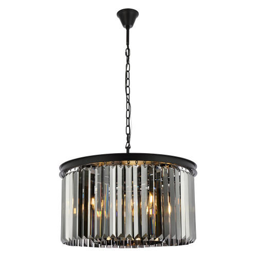 Elegant Urban Classic Pendant - Matte Black/Silver, L 26" (1238D26MB-SS-RC)