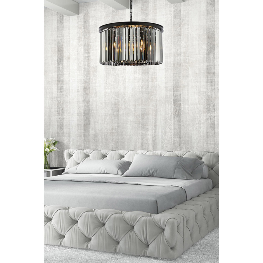 Elegant Urban Classic Pendant - Matte Black/Silver, L 26" (1238D26MB-SS-RC)