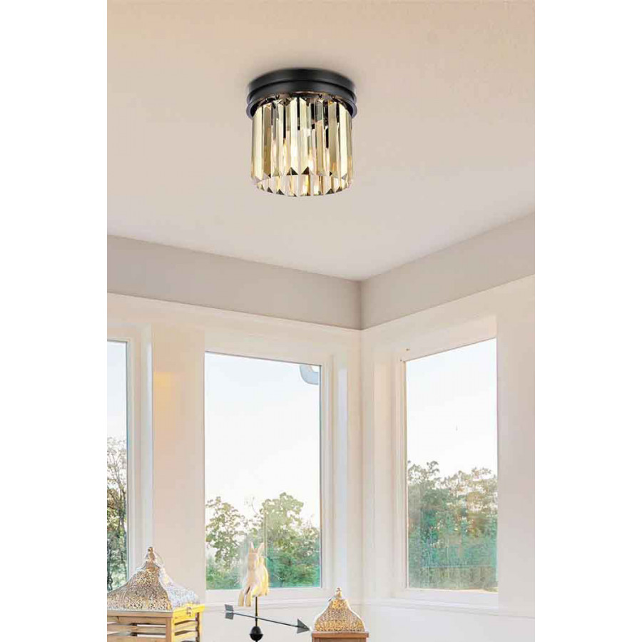 Elegant Urban Classic Flush Mount - Matte Black/Gold, L 12" (1238F12MB-GT-RC)
