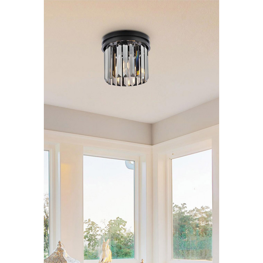 Elegant Urban Classic Flush Mount - Matte Black/Silver, L 12" (1238F12MB-SS-RC)