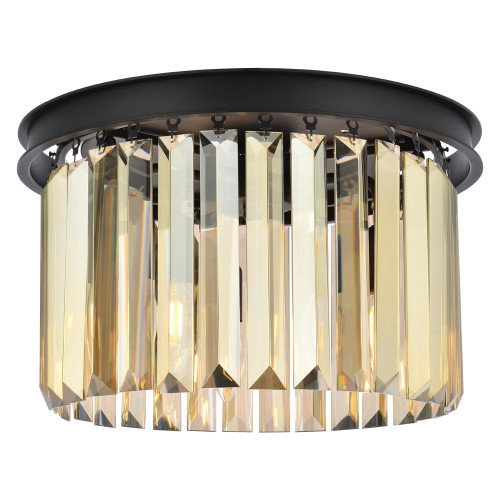 Elegant Urban Classic Flush Mount - Matte Black/Gold, L 16" (1238F16MB-GT-RC)