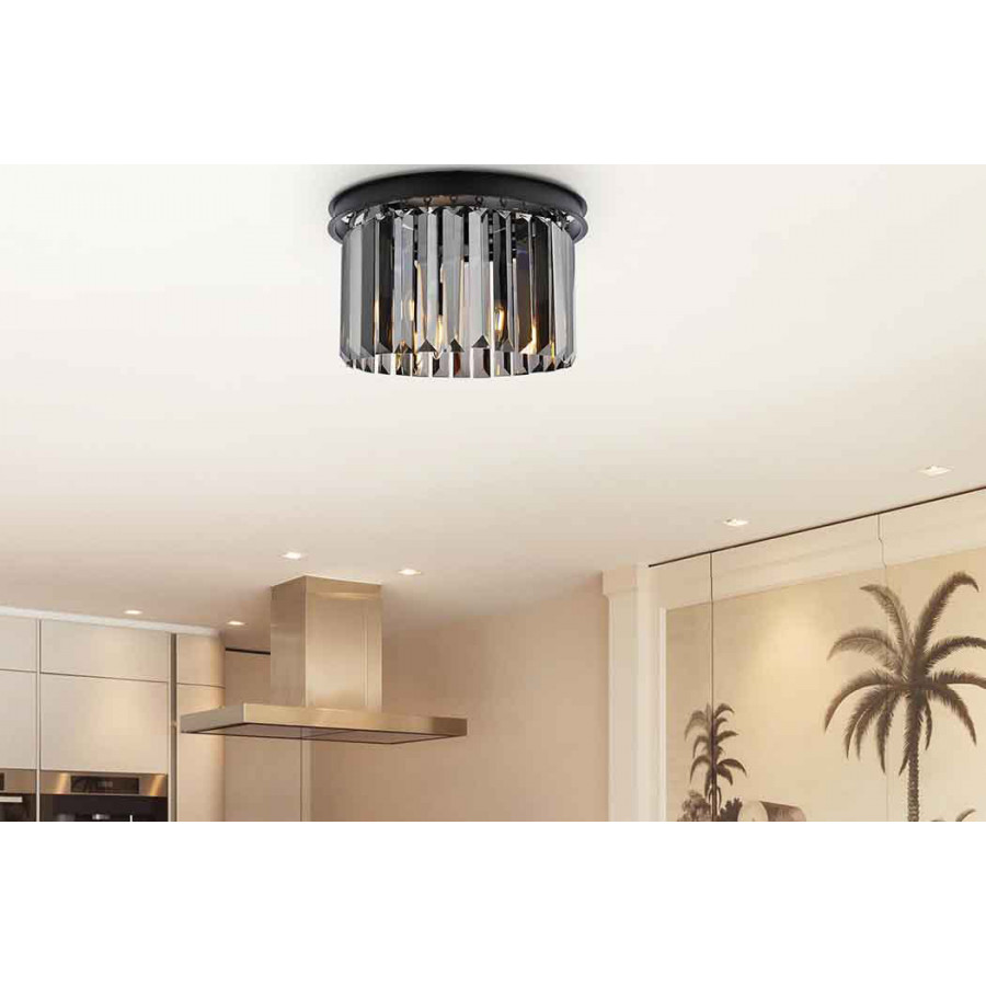 Elegant Urban Classic Flush Mount - Matte Black/Silver, L 16" (1238F16MB-SS-RC)