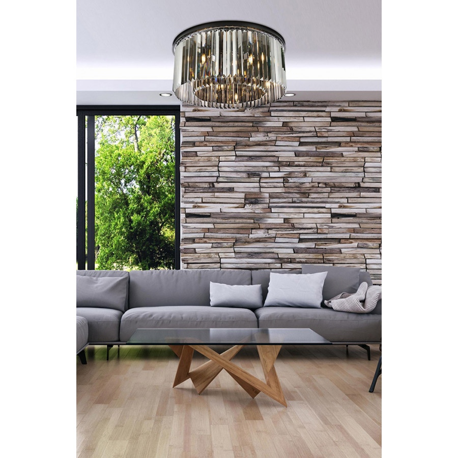 Elegant Urban Classic Flush Mount - Matte Black/Silver, L 31.5" (1238F31MB-SS-RC)
