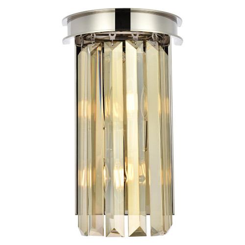 Elegant Urban Classic Wall Sconce - Polished Nickel/Golden Teak (1238W8PN-GT-RC)