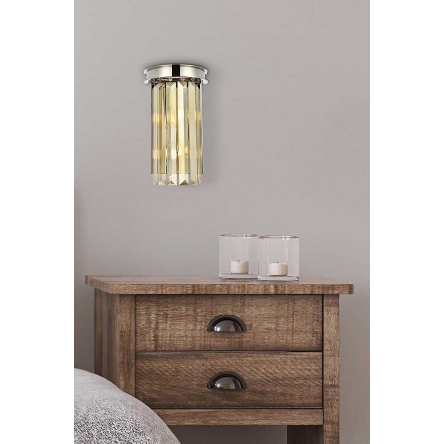 Elegant Urban Classic Wall Sconce - Polished Nickel/Golden Teak (1238W8PN-GT-RC)