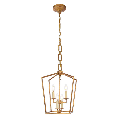 Elegant Urban Classic Denmark Collection 4-Light Pendant Lamp - Golden Iron, L 12" (1512D12GI)