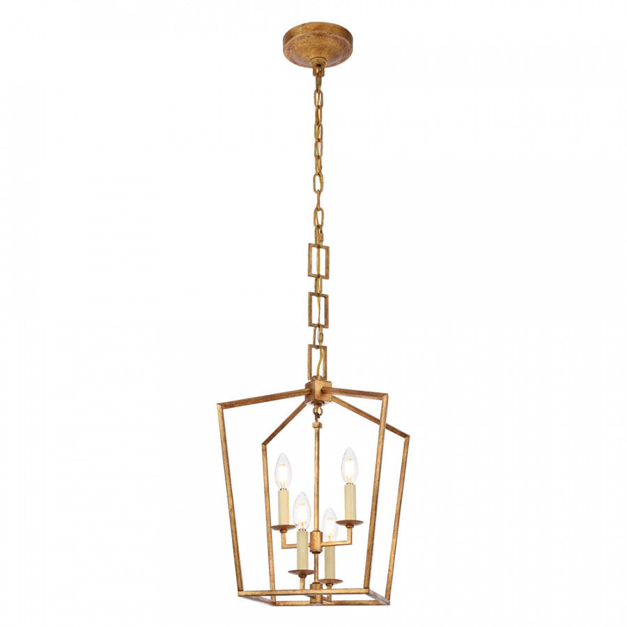Elegant Urban Classic Denmark Collection 4-Light Pendant Lamp - Golden Iron, L 12" (1512D12GI)