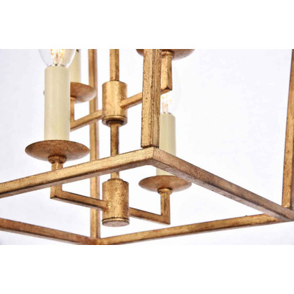 Elegant Urban Classic Denmark Collection 4-Light Pendant Lamp - Golden Iron, L 12" (1512D12GI)