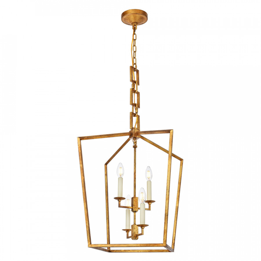 Elegant Urban Classic Denmark Collection 4-Light Pendant Lamp - Golden Iron, L 17" (1512D17GI)