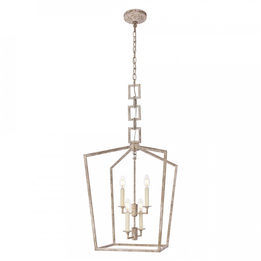 Elegant Urban Classic Denmark Collection 4-Light Pendant Lamp - Ivory Wash/Steel Gray, L 17" (1512D17IW)