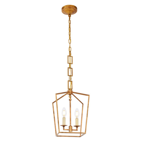 Elegant Urban Classic Denmark Collection 4-Light Pendant Lamp - Golden Iron, L 9.5" (1512D9GI)