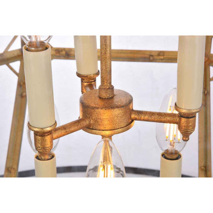 Elegant Parisian Octagonal 3 Lights Pendant - Golden Iron, L 24" (1514D24GI)