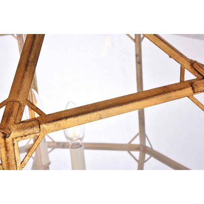 Elegant Parisian Octagonal 3 Lights Pendant - Golden Iron, L 24" (1514D24GI)