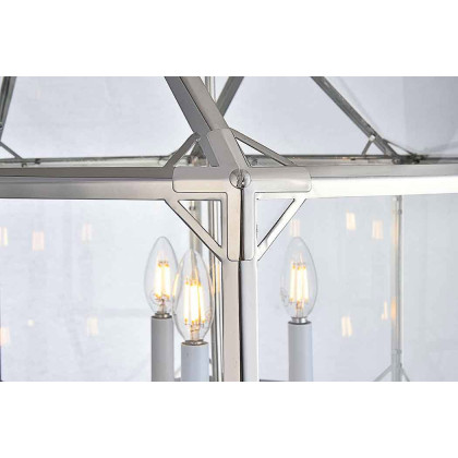 Elegant Parisian Octagonal 3 Lights Pendant - Polished Nickel, L 24" (1514D24PN)