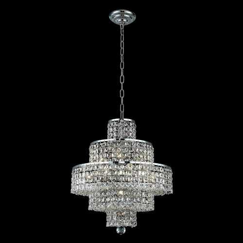 Elegant Maxim 13 Lights Chandelier - Chrome/Silver Shade, L 20" (2039D20C-SS-RC)