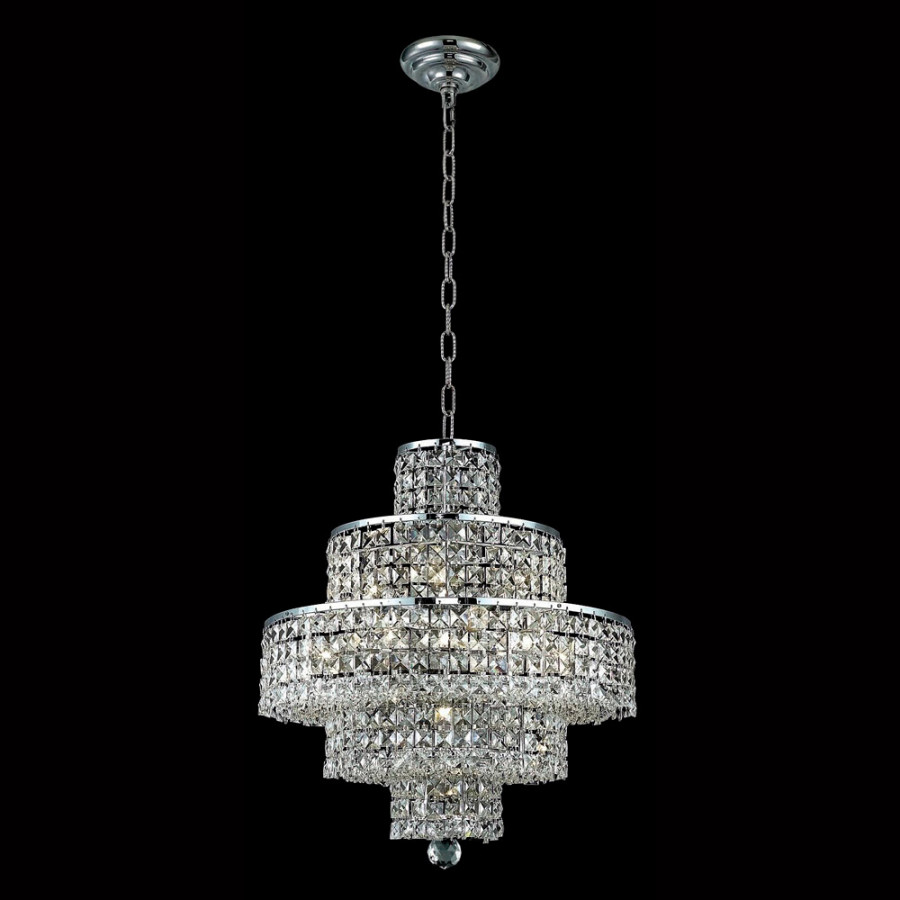 Elegant Maxim 13 Lights Chandelier - Chrome/Silver Shade, L 20" (2039D20C-SS-RC)