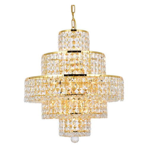 Elegant Maxim 13 Lights Chandelier - Gold, L 20" (2039D20G-RC)