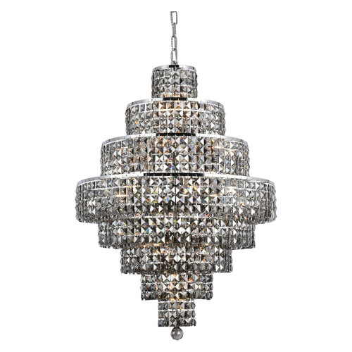 Elegant Maxim 13 Lights Chandelier - Chrome/Silver Shade, L 26" (2039D26C-SS-RC)