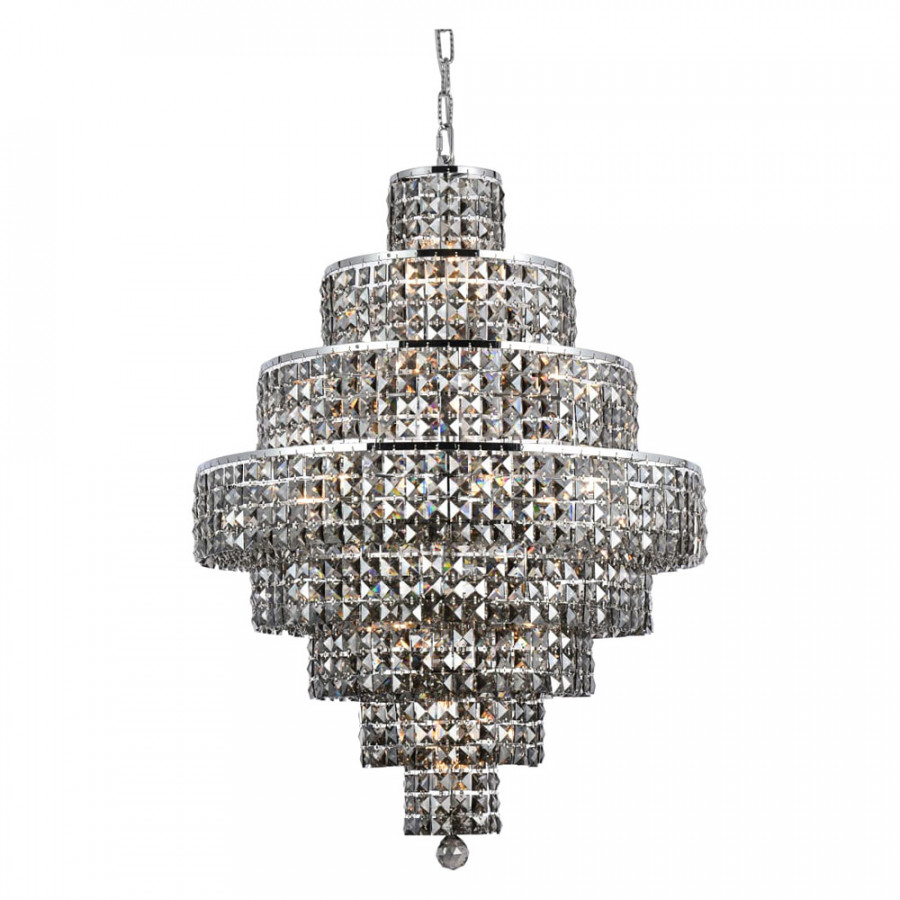 Elegant Maxim 13 Lights Chandelier - Chrome/Silver Shade, L 26" (2039D26C-SS-RC)