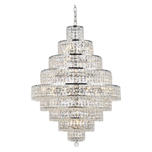 Elegant Maxim 13 Lights Chandelier - Chrome, L 30" (2039D30C-RC)