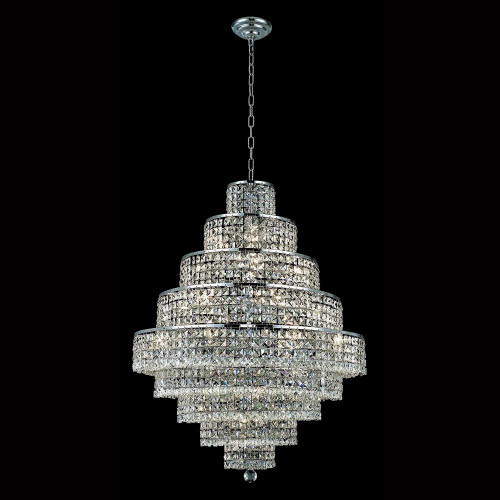 Elegant Maxim 13 Lights Chandelier - Chrome/Silver Shade, L 30" (2039D30C-SS-RC)