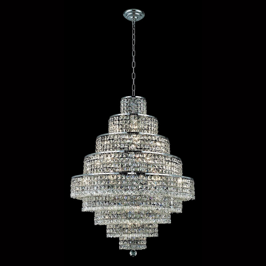 Elegant Maxim 13 Lights Chandelier - Chrome/Silver Shade, L 30" (2039D30C-SS-RC)