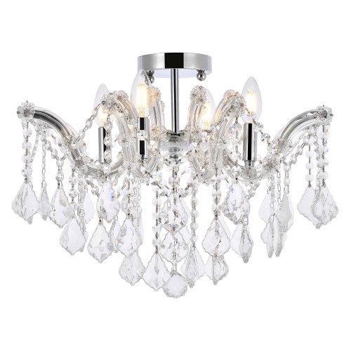 Elegant Maria Theresa 4 Light Flush Mount - Chrome, L 18" (2800F18C-RC)