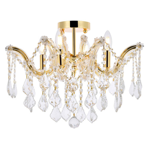Elegant Maria Theresa 4 Light Flush Mount - Gold, L 18" (2800F18G-RC)