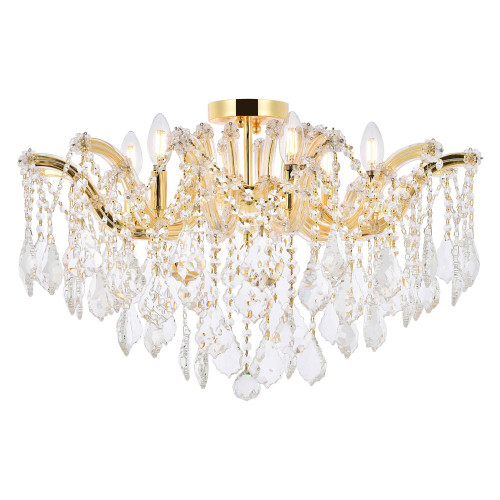 Elegant Maria Theresa 4 Light Flush Mount - Gold, L 24" (2800F24G-RC)