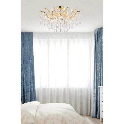 Elegant Maria Theresa 4 Light Flush Mount - Gold, L 24" (2800F24G-RC)