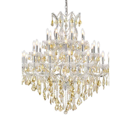 Elegant Maria Theresa 41 Light Chandelier - Chrome/Golden Teak, L 44" (2800G44C-GT-RC)