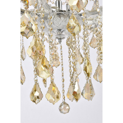 Elegant Maria Theresa 41 Light Chandelier - Chrome/Golden Teak, L 44" (2800G44C-GT-RC)