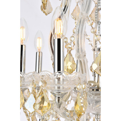 Elegant Maria Theresa 41 Light Chandelier - Chrome/Golden Teak, L 44" (2800G44C-GT-RC)