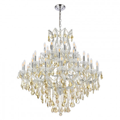Elegant Maria Theresa 41 Light Chandelier - Chrome/Golden Teak, L 44" (2800G44C-GT-RC)