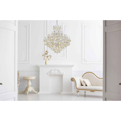 Elegant Maria Theresa 41 Light Chandelier - Chrome/Golden Teak, L 44" (2800G44C-GT-RC)